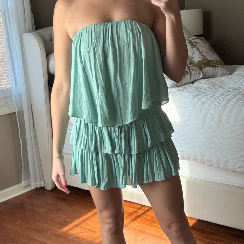 Mustard Seed Strapless Teal Romper
